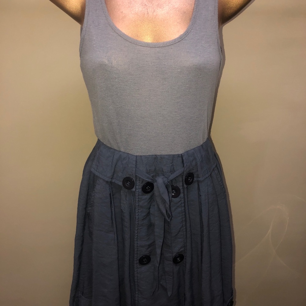 Blue bird gray tank dress size small large buttons